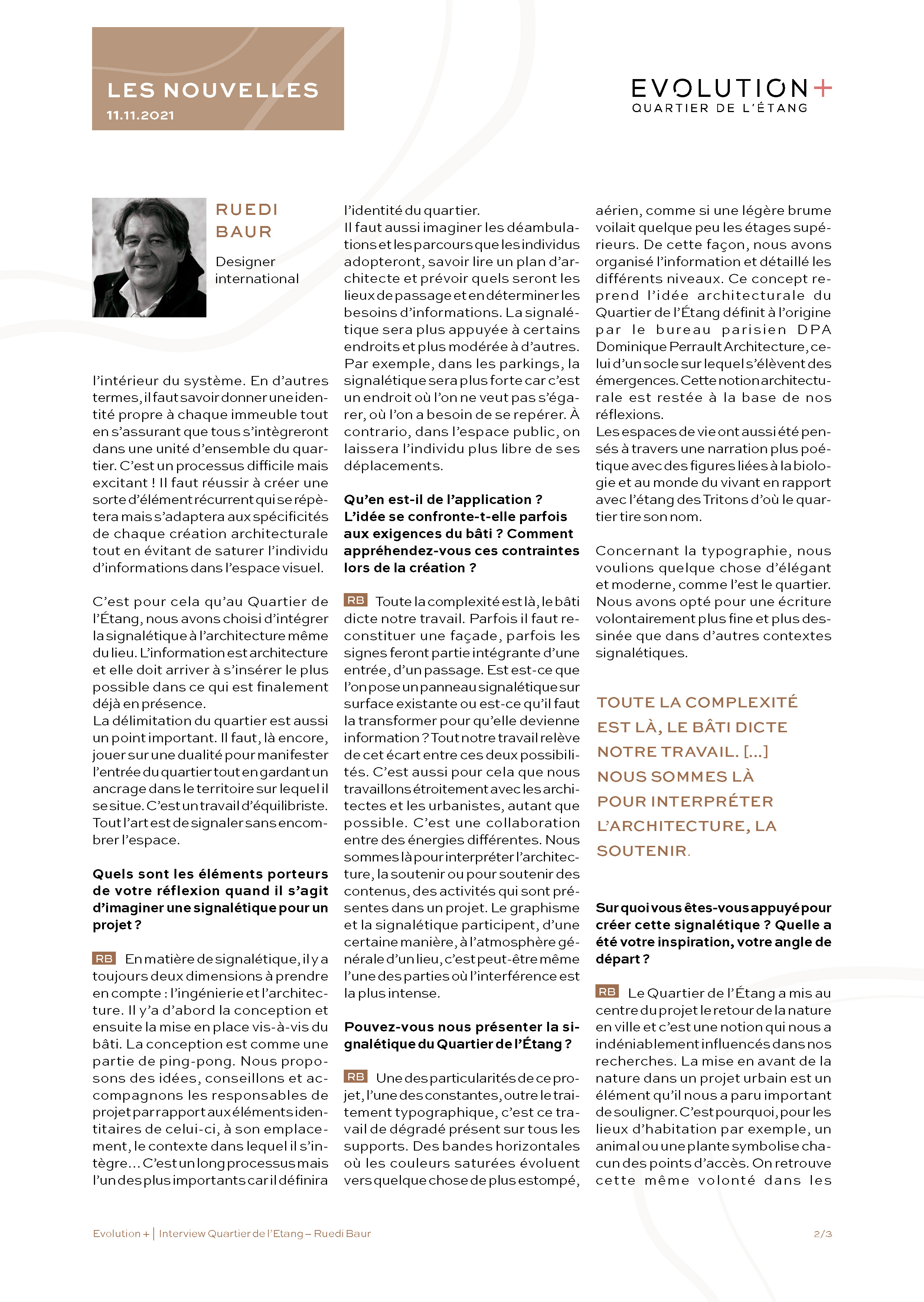 Interview de Ruedi Baur